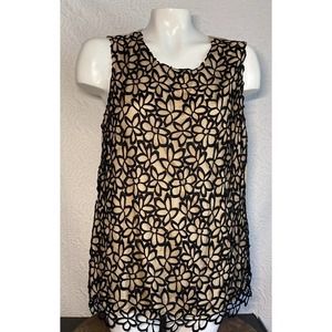 Neiman Marcus for Target LELA ROSE Gold and Black Lace Blouse Size Large